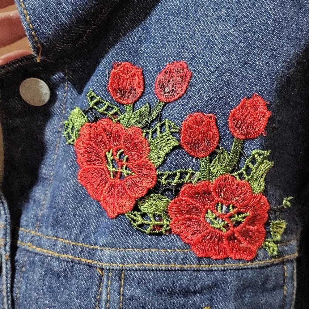 Baby Phat Denim Jacket with Red Rose Embroidery - Picture 8 of 12